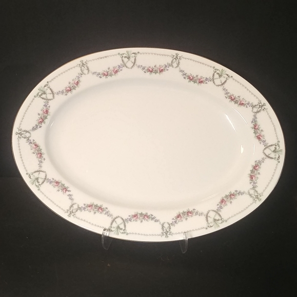 Vtg Chateaux Rose Garland Czechoslovakian Porcelain Serving Dish Set of 2 - Picture 4 of 7